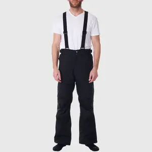 Alpine Swiss Mens Waterproof Snow Pants with Removable Suspenders Insulated Winter Snowboarding Ski Pants BLK Small
