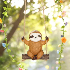 Creative Hanging Sloth Swing, Fun Animal Resin Statue, Car Guardian Ornament, Ideal for Garden and Outdoor Decor, Outdoor Sculpture