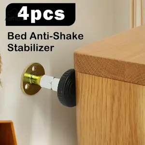 4Pcs Adjustable Threaded Headboard Stoppers Fixer Non-Drilling Self-Adhesive Sturdy Stabilization Kit for Bed Frame Bedroom Home Furniture Easy DIY Install Anti-Shake Tool