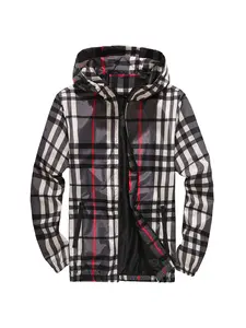 Men's Lightweight Breathable Plaid Long Sleeve Hooded Jacket, Loose Fit, Zipper Pockets, Casual & Sports, Spring Fall Outdoor Walks, Travel, Commute