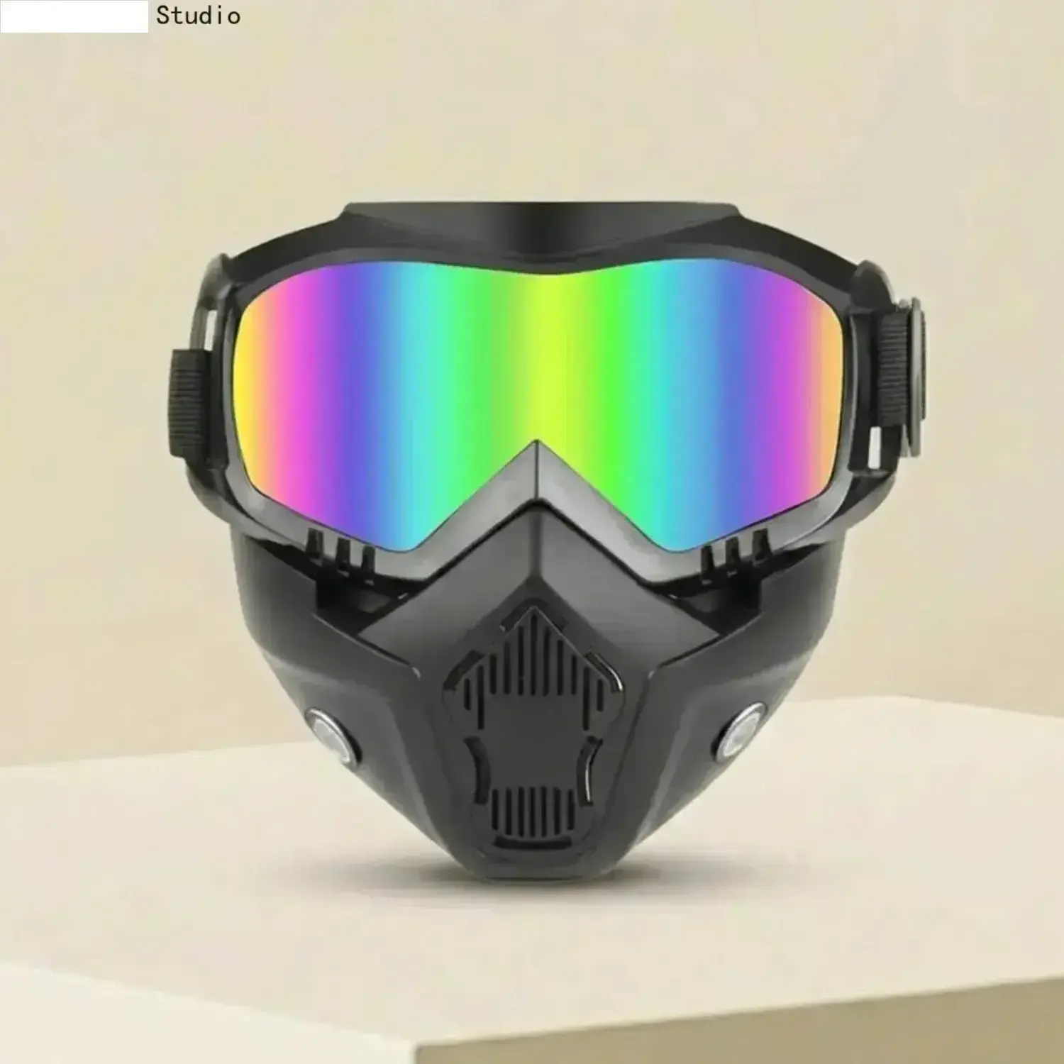 Full Face Shield with Integrated Goggles, Dustproof Sandstorm Anti-Fog Protective Mask, Breathable Clear Eye Visor for Outdoor Sports Cycling Work
