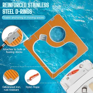 12-13FT Inflatable Sea Pool Modular Floating Dock Featuring a Dual Depth Design, Constructed with 0.7Mm PVC Safety Mesh Net, Ideal for Ocean Parties And Water Recreation