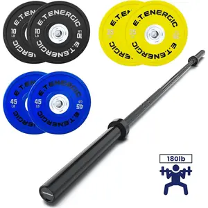 Olympic Barbell Weight Sets with 7ft Olympic Bar and 10LB/35LB/45LB Barbell Olympic Weight Set for Training and Power Lifting