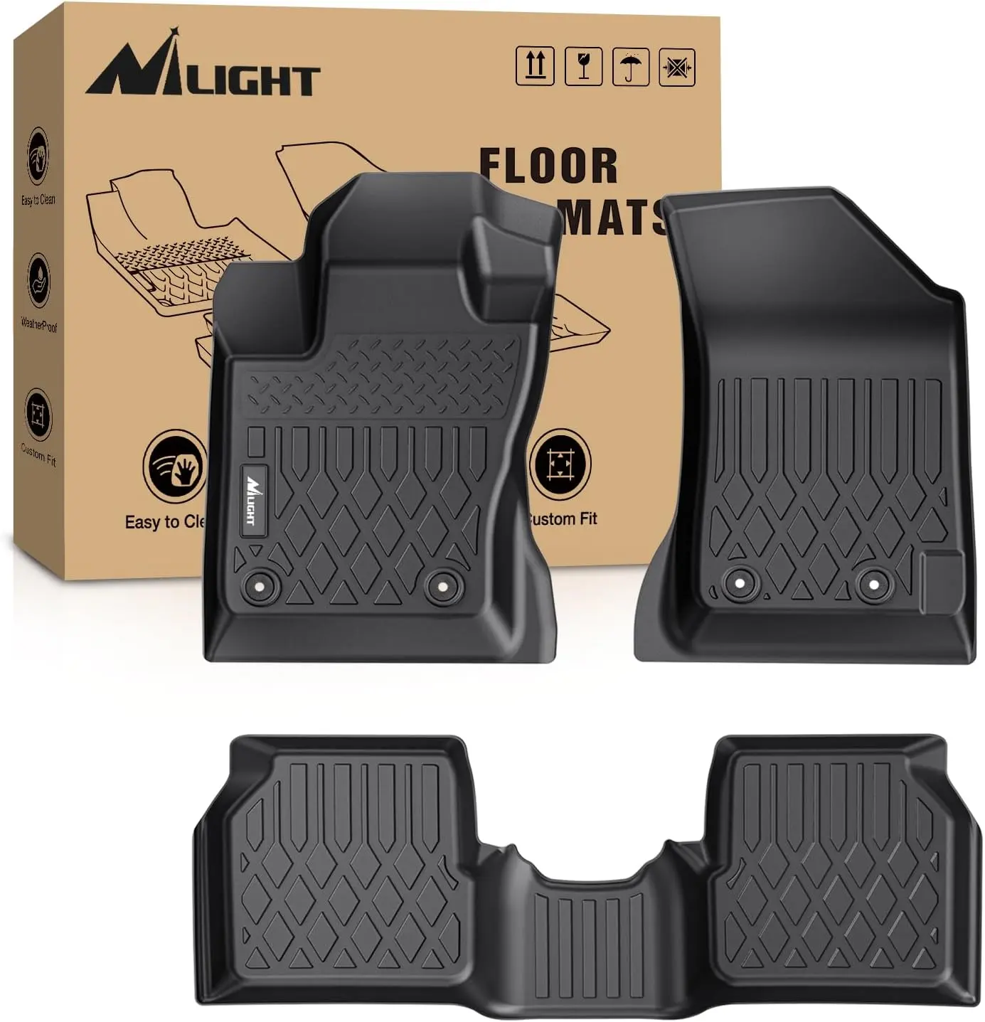 Nilight TPE Waterproof Car & Truck Floor Mats - Custom Fit for Jeep Compass 2017-2024, Heavy Duty Rubber All-Weather Liners, Automotive Car Interior Accessory
