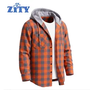ZITY Spring Men's Plaid Hooded Shirt - Lightweight Breathable Flannel Long Sleeve - Classic Aesthetic Checked Top for Everyday Wear - Soft Casual Layering Piece Gift