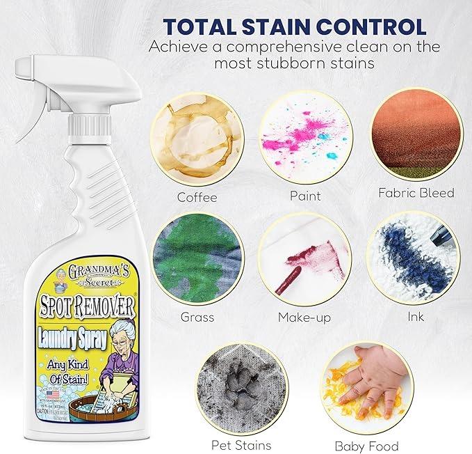 Grandma's Secret Spot Remover Laundry Spray -Chlorine, Bleach & Toxin-Free Stain Remover - Oil, Paint, Blood & Pet Stains Household Cleaner Cleaning All-Purpose Scented Grandma's Secret Spot Remover Laundry Spray -Chlorine, Bleach & Toxin-Free Stain Remover - Oil, Paint, Blood & Pet Stains Household Cleaner Cleaning All-Purpose Scented