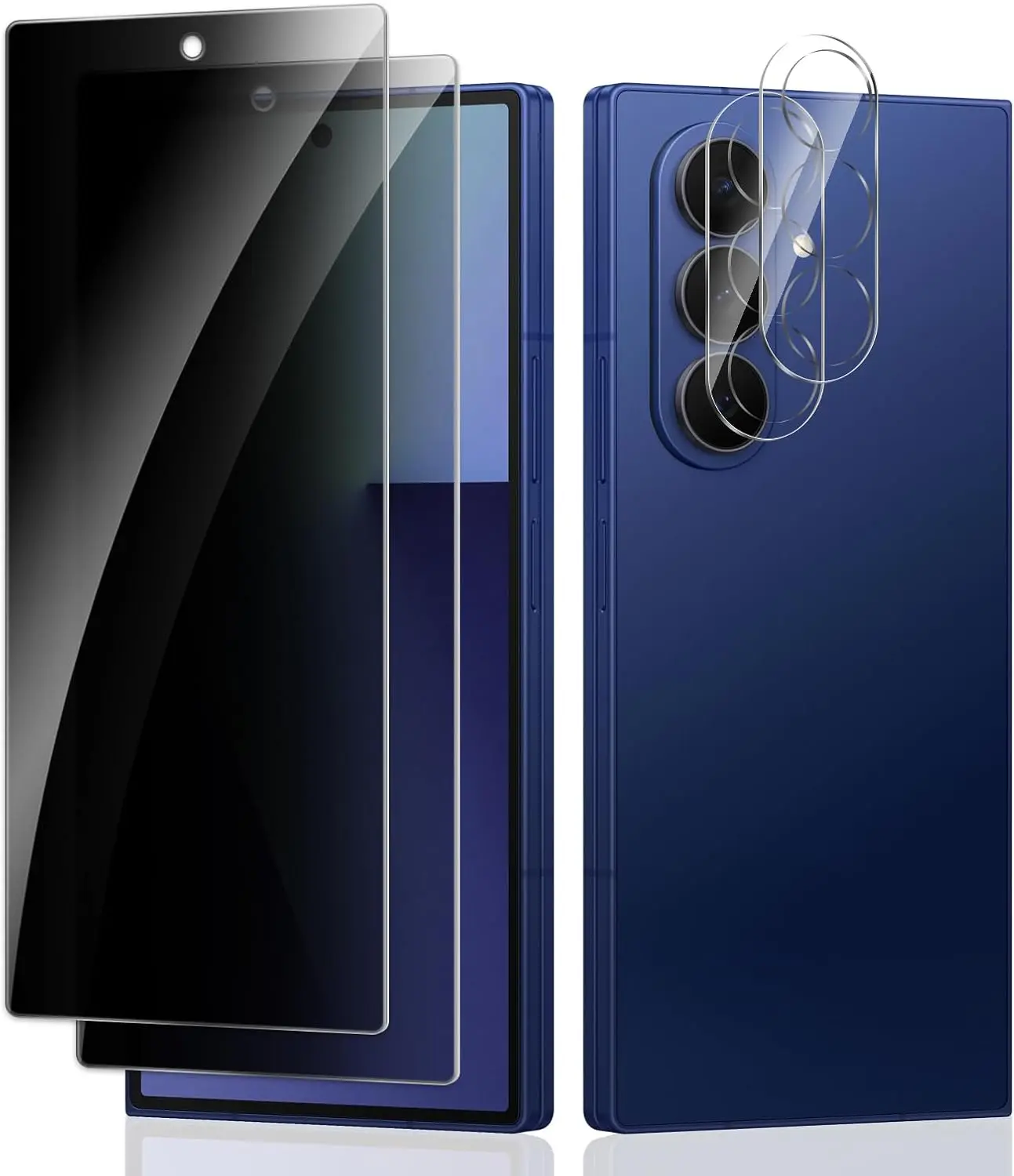 [2+2 Pack]  Screen Protector for  Galaxy Z Fold7, Anti-Spy Shatterproof Tempered Glass with Camera Lens Tempered Glass 9H Hardness Bubble Free Anti-Glare Case Friendly