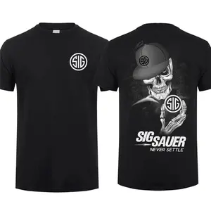 2025 Skull Sig Sauer Never Settle T-shirt, Gift For Sig Sauer Fan, Unisex Short Sleeve Casual 100% Cotton