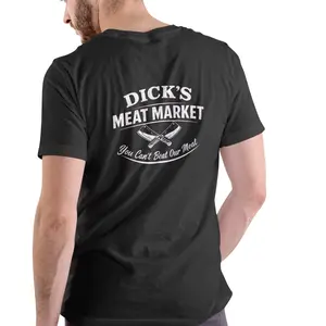 Dick’s Meat Market “You Can’t Beat Our Meat” Funny T-Shirt – Unisex Cotton Graphic Tee