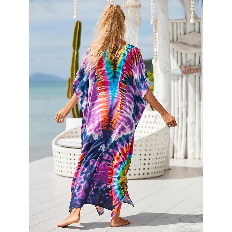 Kaftan Dresses for Women Plus Size Bathing Suit Cover up Vneck Batwing Dress Loose fit Moroccan Caftan mumu Dresses