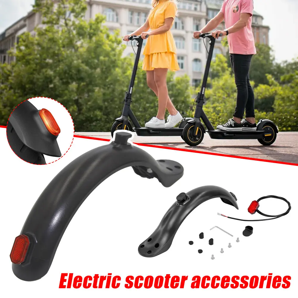 Electric Scooter Rear Fender Mudguard with Taillight 4 Hole Replacement Fender