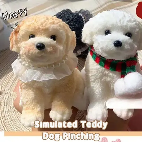 Cute Flocked Puppy Desk Buddy  2026 Viral Teddy Dog Squishy Toy, Super Soft Emotional Support Squeeze Toy, Perfect Birthday Gift