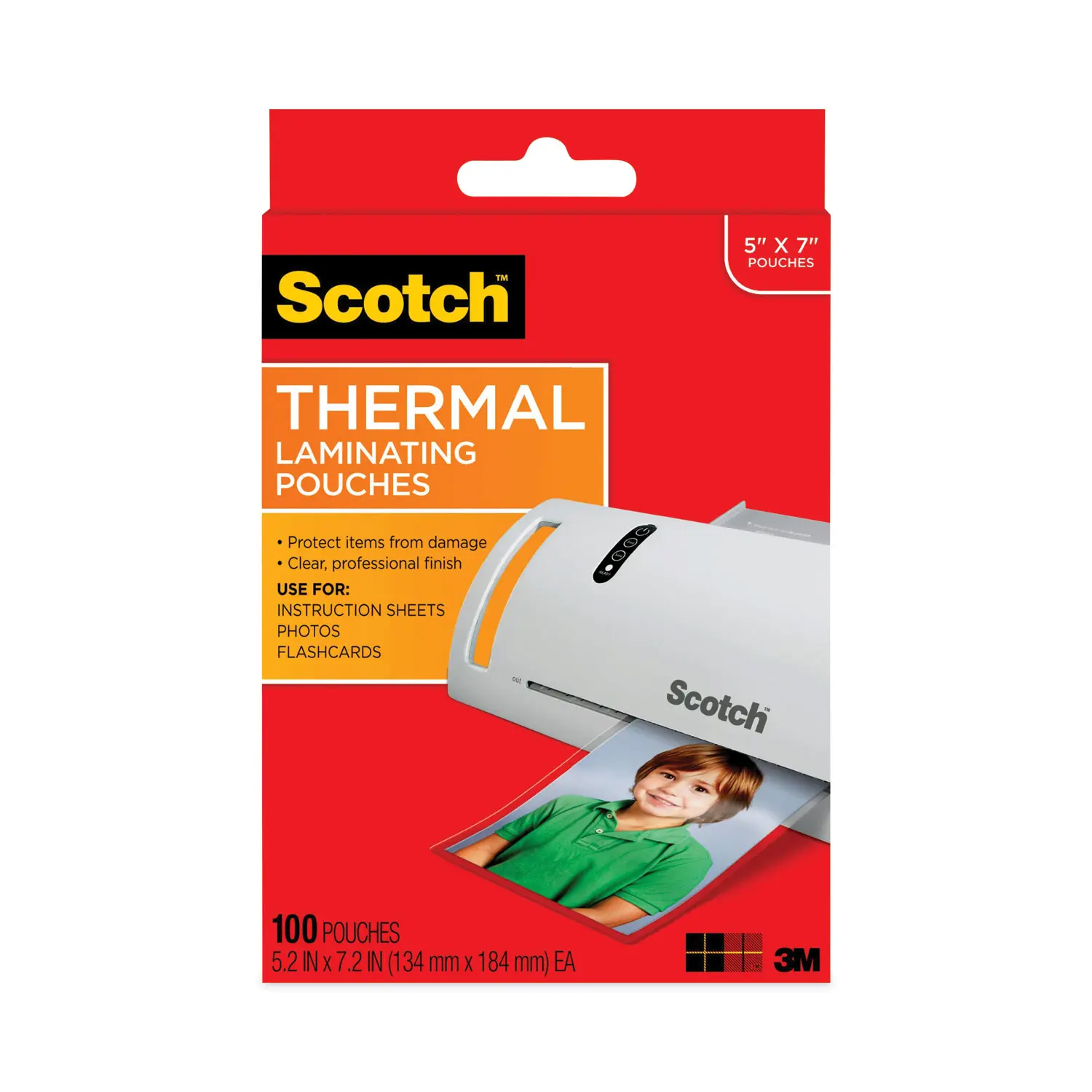 3M TP5903-100 Thermal Laminating Pouches 5"x7", Pack of 100 Pouches