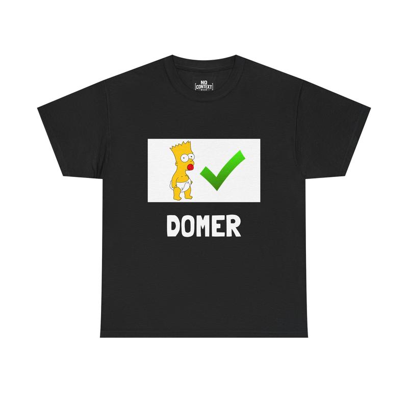 Domer Cartoon Character Tee | Funny Checkmark Graphic Shirt