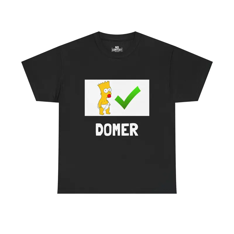 Domer Cartoon Character Tee | Funny Checkmark Graphic Shirt