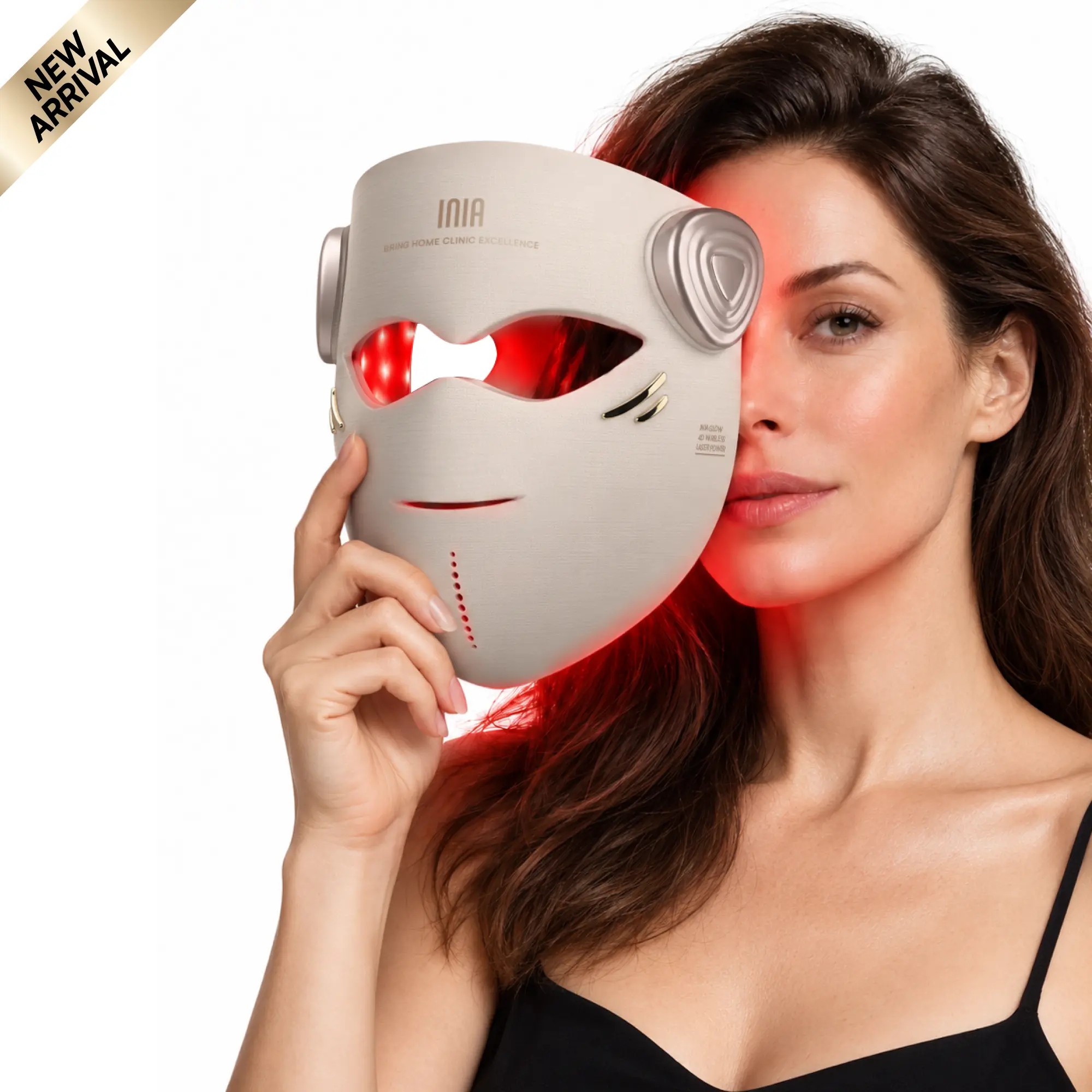 【NEW ARRIVAL】INIA GLOW 4D Laser Mask 1064 nm – 7 Wavelength Laser + LED Light Therapy with Triple NIR 850 + 940 + 1064 nm, Focused Laser Power for Deep Wrinkles & Full-Face LED Coverage, Cryo-Cooling, Wireless Fit