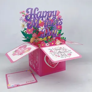 Click to see full view 3D Pop-Up Box Card for Mother's Day - Customizable Heartfelt Gift, Unique Surprise Greeting Card with Flowers & Sentiments, Mother's Day Gift for Mom, Grandma, Wife