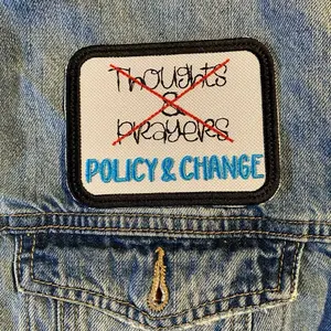 Policy And Change Embroidered Patch - Iron On, Sew On, Hook Fastener - Patches for Jackets, Sweaters, Bags, Activism, Protest Back Pocket Embroidery Embroidery Design