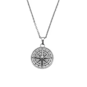 Compass Pendant Necklace for Men Women,Streetwear Punk Hip Hop Unisex Style