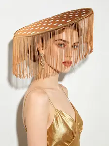 Fascinators Hats for Women Tea Party Cocktail Fascinator Flat Kentucky Vintage Funeral Derby Hat with Tassels