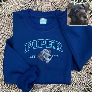 Personalized Dog Face Embroidered Sweatshirt, Custom Dog Memorial Sweater, Gifts for Pet Owners