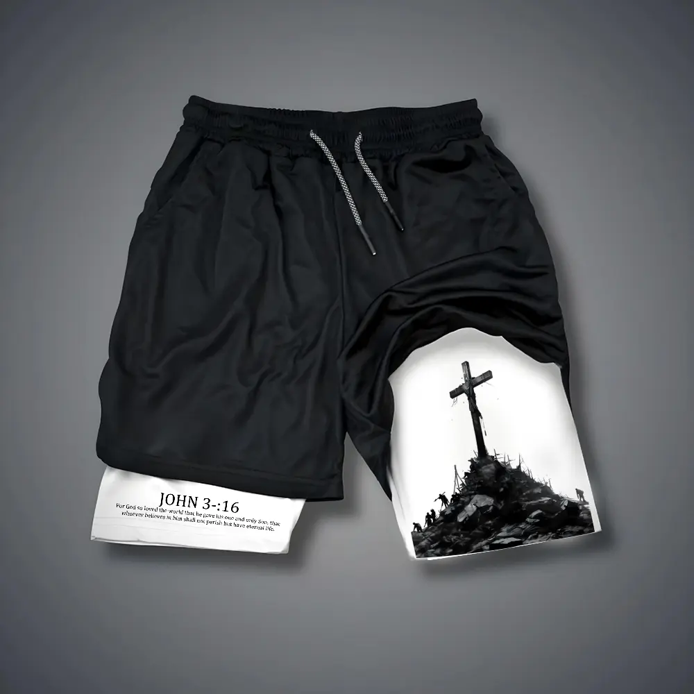 Christian 80s 90s summer men shorts for men jorts outfit men graphic shorts Double-layer sports shorts Comfortable short shorts summer
