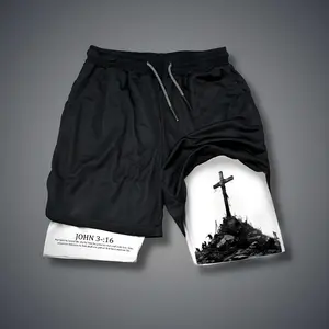 Christian 80s 90s summer men shorts for men jorts outfit men graphic shorts Double-layer sports shorts Comfortable short shorts summer