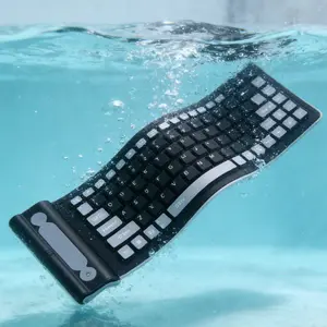 Wireless Foldable Silicone Keyboard, 2.4GHz Rollable Waterproof Design, Ultra-Light Portable Keyboard for Laptop, PC, Tablet, Travel & Work