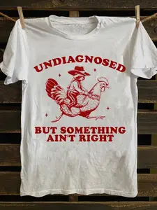 [Retro T-Shirt] 100% Cotton Retro Women's T-Shirt |   "But Something Ain't Right" Slogan Loose Fit Casual Short Sleeve Top for Spring Summer Machine Washable Round Neck Tee Playful Design Comfortable Fabric Spring Fashion Summer Outfit Vintage Style Retro
