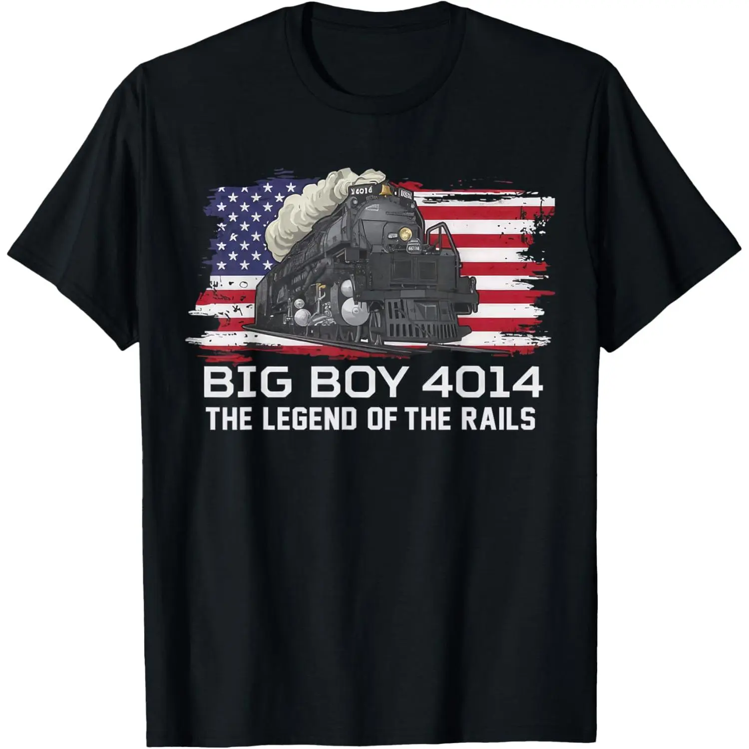Women's 100% Cotton Short-Sleeve Round Neck T-Shirt - Breathable, Comfortable, Lightweight Vintage 4014 Big Boy Steam Locomotive Railroad Train Engine Print Top, Easy to Match Casual Tshirt