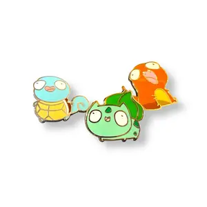 Elemental Derp Squad Enamel Pins - Leaf Bean Fire Yell & Aqua Boi Set of Three Colorful Pin Badges