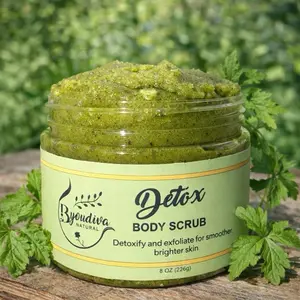 ByouDiva Detox Glow Scrub Tea Tree Moringa Cerasee For Face & Body 100% Natural Soothes Irritation Softens Dry Patches Smooth Herbal