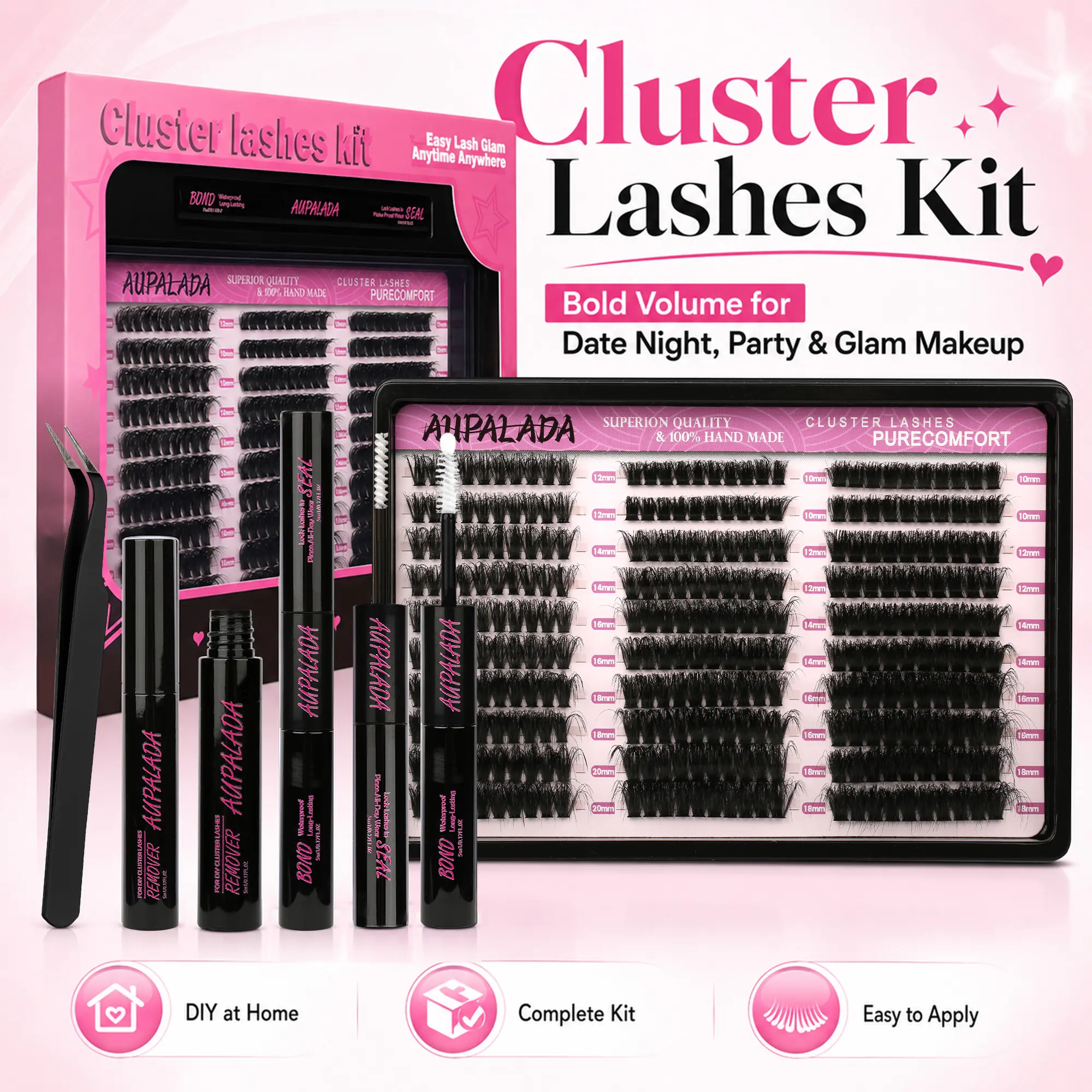 Lash Clusters 60/80/100P Invisible Band DIY Lashes - Individual Clusters or Full Kit to Customize! -Wet Look Waterproof Eyelash Extension Wispy Manga Kawaii Doll Lashes Feline lash look Medusa Lash handmade lash TikTok Shop