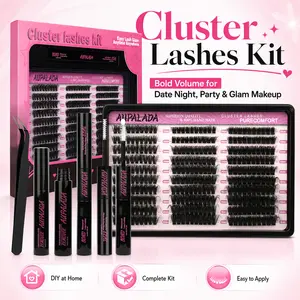 Lash Clusters 60/80/100P Invisible Band DIY Lashes - Individual Clusters or Full Kit to Customize! -Wet Look Waterproof Eyelash Extension Wispy Manga Kawaii Doll Lashes Feline lash look Medusa Lash handmade lash TikTok Shop
