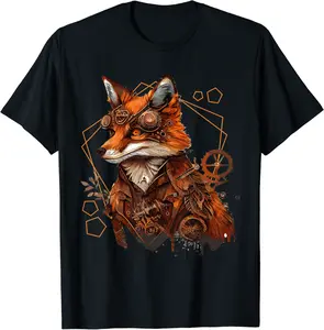 Steampunk Fox Industrial Vintage Fox Mechanical Animal T-Shirt - Matthewgol Shop 64B0BQLMHLJN
