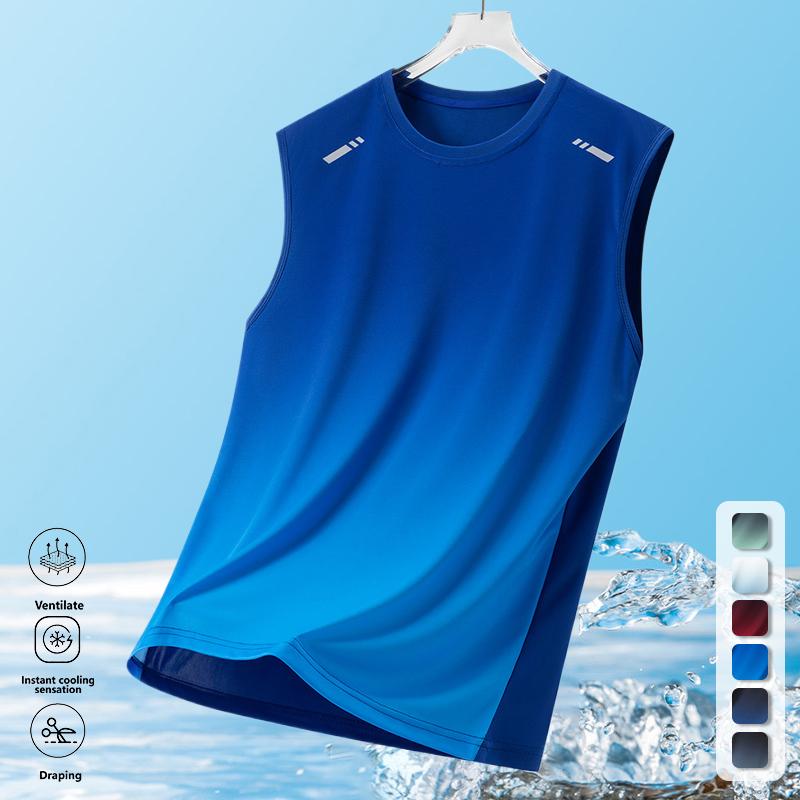 Clean Gent 4/1 Men’s Ultra-Thin Loose Fit Summer Tank Top with Fashion Gradient Print and Crew Neck, Breathable Sports Vest for Outdoor Running and Activities Clean Gent 4/1 Men’s Ultra-Thin Loose Fit Summer Tank Top with Fashion Gradient Print and Crew Neck, Breathable Sports Vest for Outdoor Running and Activities