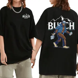 Bigfoot Bush Light Hoodie, Sasquatch Holding Beer Shirt, 2-Sided Graphic Unisex T-Shirt, Classic Comfort Cotton, Unique Beer Lover Gift