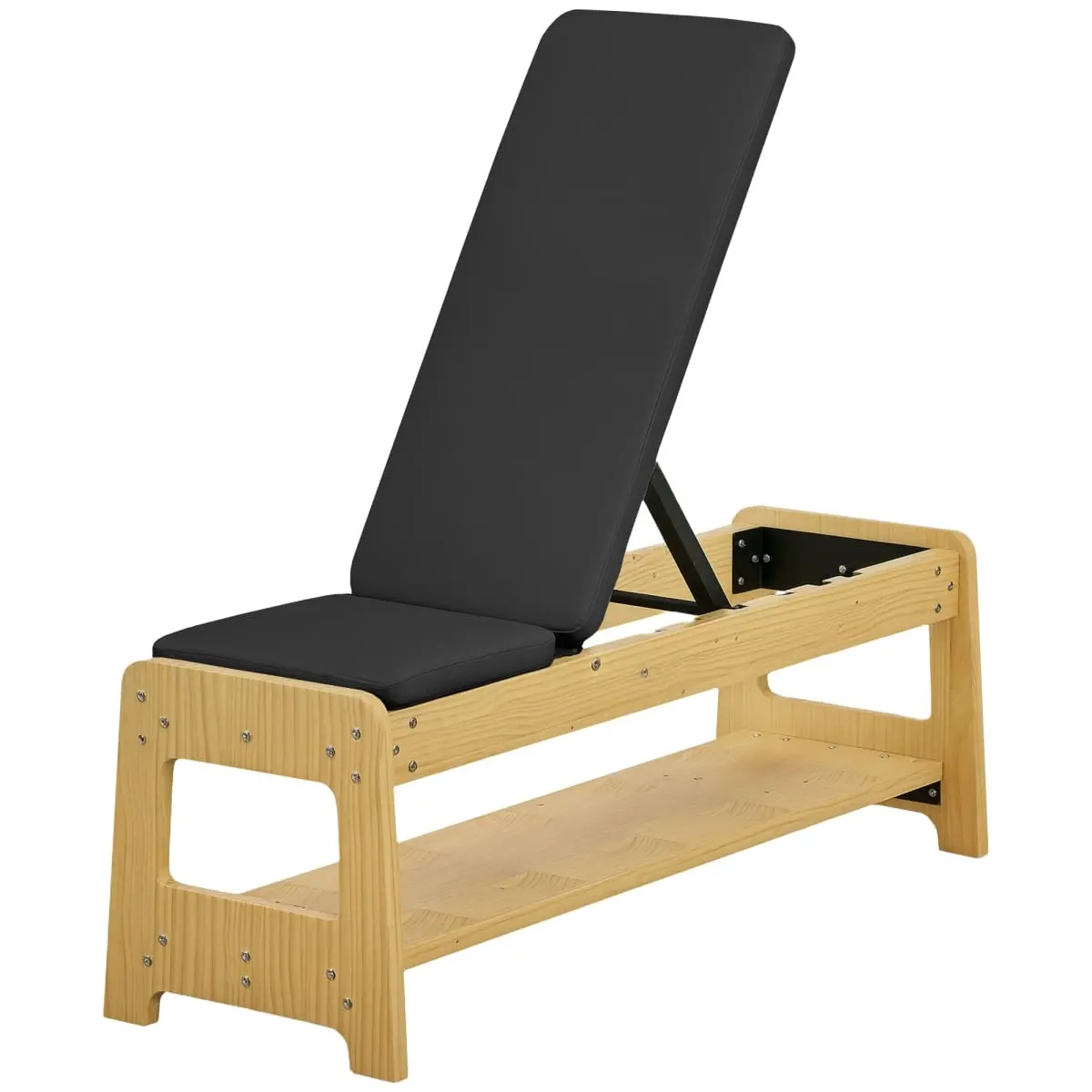 Soozier Adjustable Wooden Frame Weight Bench with Dumbbell Rack - 46.9 in, Fits Dumbbells, Model 212 Main A91-357V00BK, Black