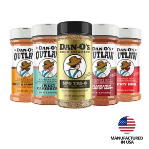Dan-O's Grill Master's Bundle - SPG Tri-O, Blackened Bloody Mary, Sweet & Tangy BBQ, Sweet Caribbean, and Spicy BBQ - America's Most Wanted Seasoning for Grilling, Seafood, Cocktails and More