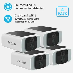 2K Solar-Powered Wireless Outdoor Security Camera 2.4GHz & 5GHz WiFi Surveillance Color Night Vision Two-Way Audio IP65 Waterproof TF Card Support Cloud Storage Solar PTZ WiFi Camera Monitor LTE