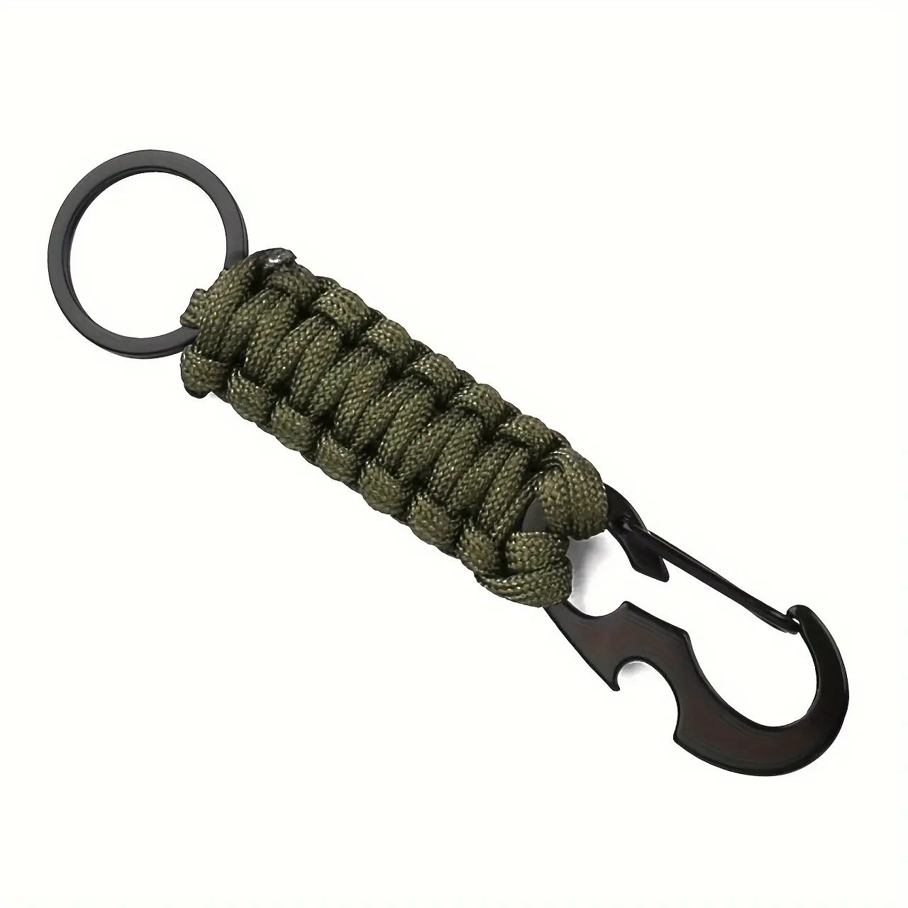 1pc Multifunctional Paracord Braided Keychain Buckle Rope Carabiner With Bottle Opener, Suitable For Outdoor Hiking Camping