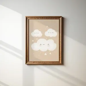 Adorable Cloud Nursery Wall Art Smiling Clouds Print Baby Room Decor Kids Wall Art New Baby Gift