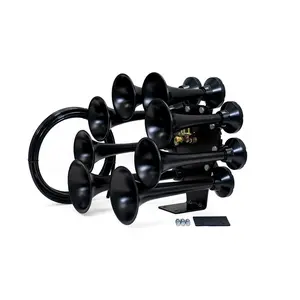 HornBlasters Octohorn Train Horn | 12-Volt DC | 8-Chime Stealth Black Horn | Vehicle Mounted | Air System Required