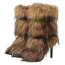 Women's Plush Belt Buckle Thin-Heel Mid-Calf Boots - Fashionable Spicy Style, Autumn Winter Warm Shoes