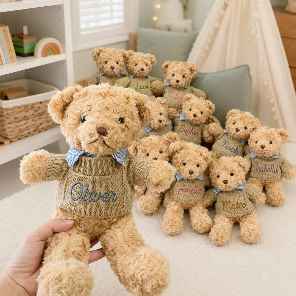 [Made-to-Order] Personalized Embroidered Teddy Bear Plush with Name, Custom Name Bear, Baby Shower Gift, Newborn Keepsake, Birthday Gift