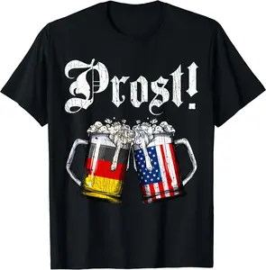 Prost Beer German American Flag T shirt Oktoberfest Men Mug T-Shirt