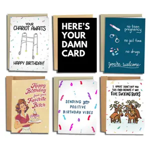 Funny 2026 Best Seller Cards Set - 6 Unique Designs Sleazy Greetings 5 x 7 Inch Cards with Kraft Envelopes - Made in USA - Perfect for Birthday Greetings