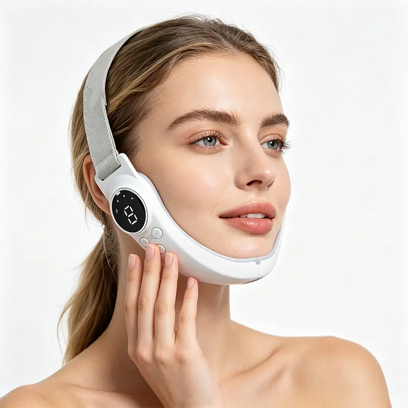 Rechargeable Jaw Comfort Massager with Adjustable Strap, Lightweight Wireless Facial Muscle Relax Device for Travel & Household Daily Use