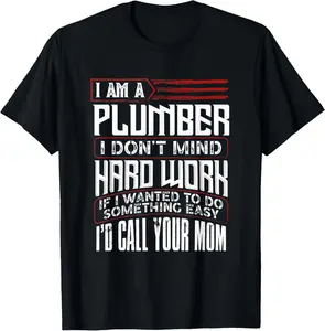 100% Cotton Funny Plumber Gift for Men Plumbing Dad Father's Day T-Shirt