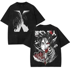 valentine shirts Unisex Couple T-shirts S 4XL 5XL Kove Clothing Attack On Titan Titan Eren Yeager Titan X the keys founding AOT Anime Manga game Double Printed Vintage Washed graphic tee